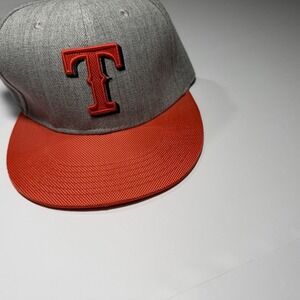 Texas Rangers Gray & Orange Snapback Hat – MLB Style – Melonwear Adjustable